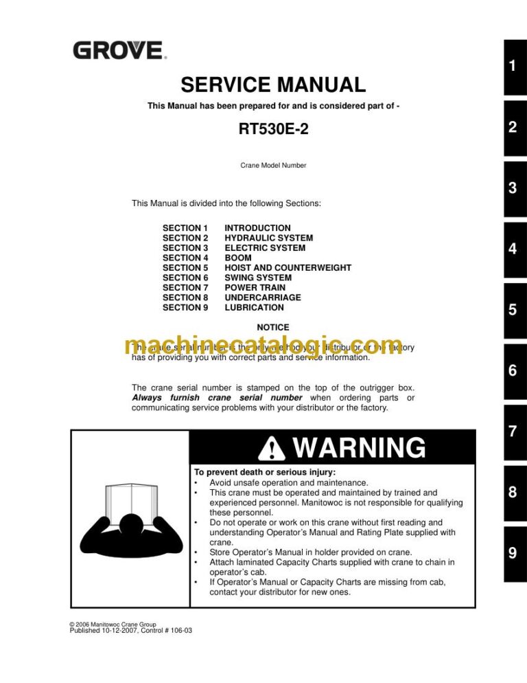 Grove RT530E-2 Rough Terrain Crane Service Manual