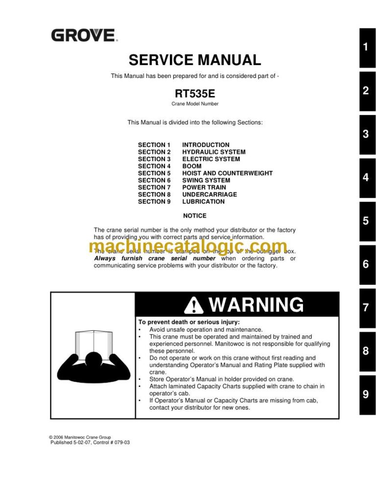 Grove RT535E Rough Terrain Crane Service Manual