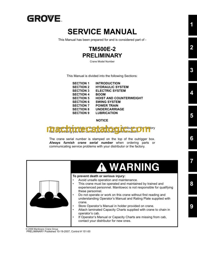Grove TM500E-2 Truck Crane Service Manual