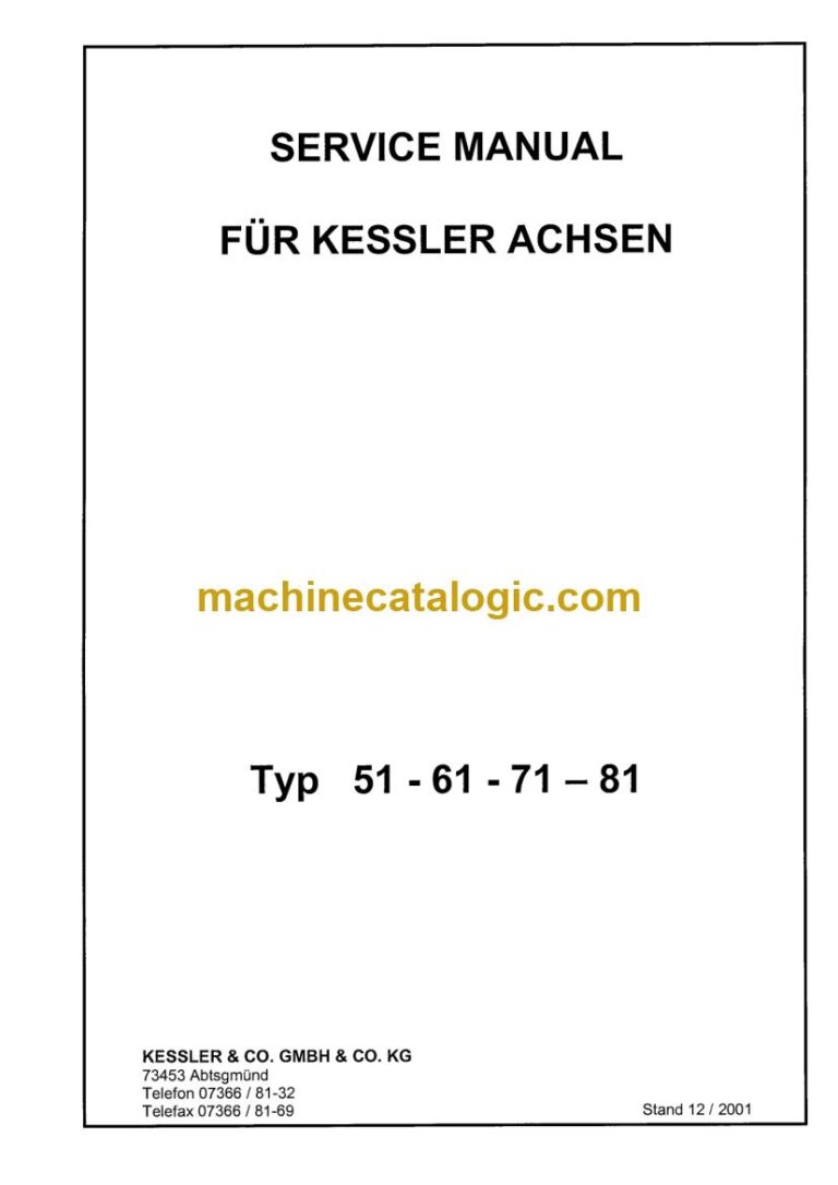 Kessler Type 51, Type 61, Type 71 and Type 81 Axle Service Manual