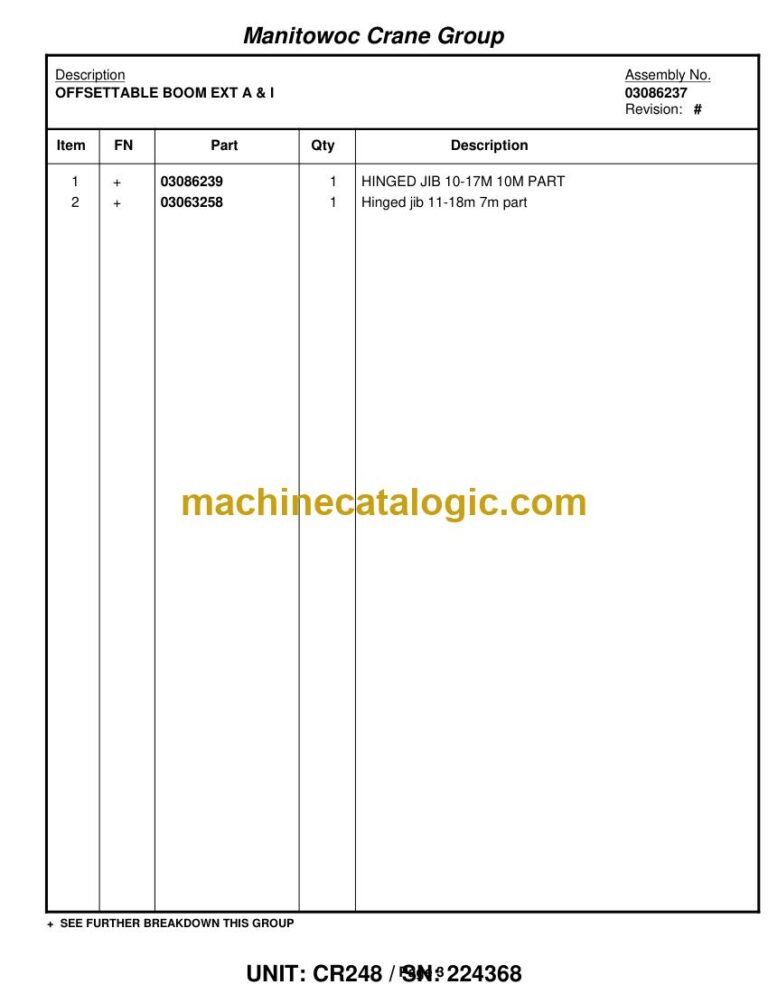 Grove TMS900E Truck Crane Parts Manual