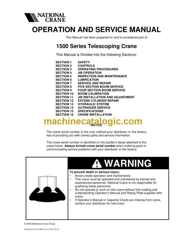 National Crane 1500 Boom Truck Service Manual