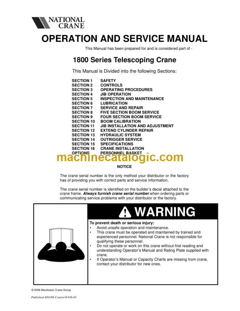 National Crane 1800 Boom Truck Service Manual