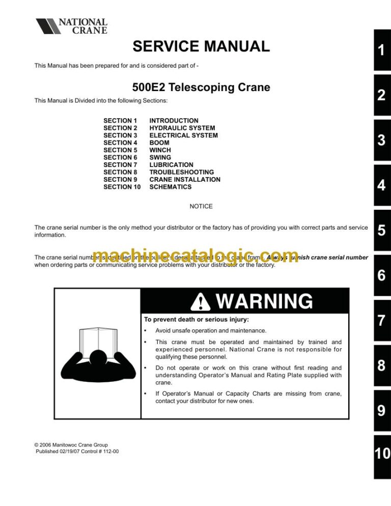 National Crane 500E2 Boom Truck Service Manual