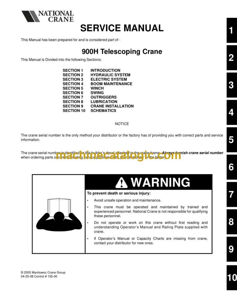 National Crane 900H Boom Truck Service Manual