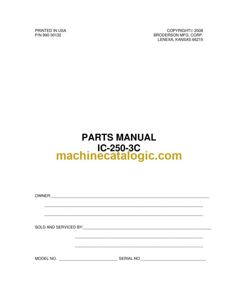 Broderson IC-250-3C Pick and Carry Crane Parts Manual