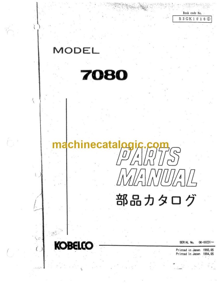 Kobelco 7080 Crawler Crane Parts Manual