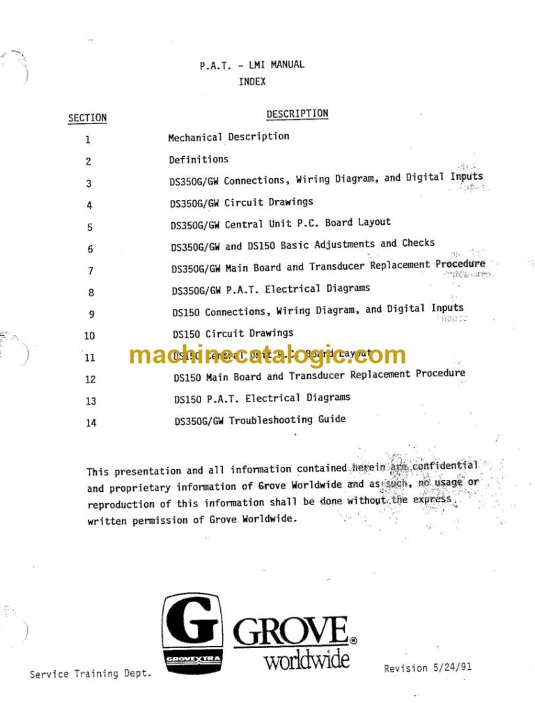 PAT DS 150 Load Moment Indicator Service Manual (031-300-100-753)