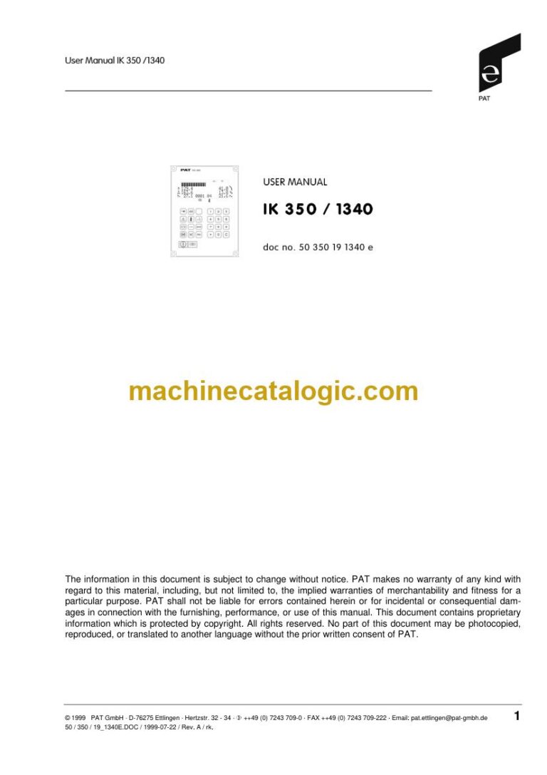 PAT IK 350 / 1340 Load Moment Indicator Service Manual