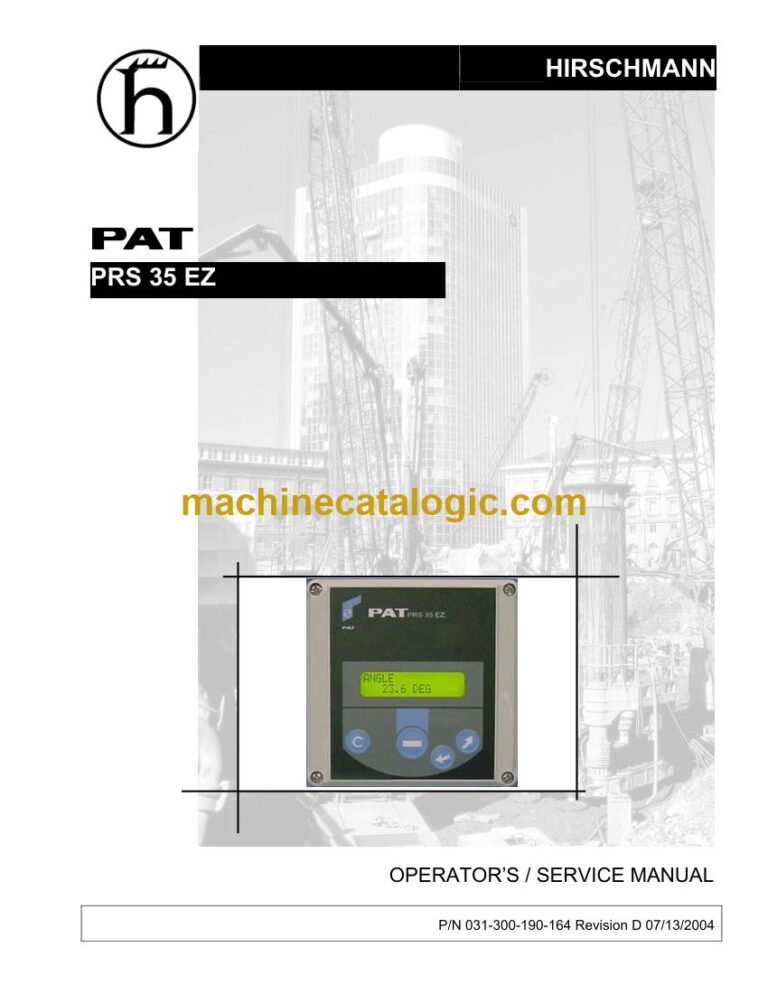 PAT PRS 35 EZ Load Moment Indicator Service Manual (031-300-190-164)