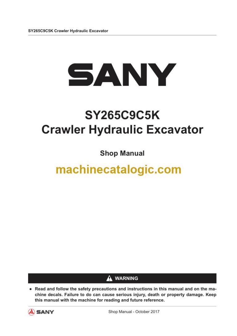 Sany SY265C9C5K Excavator Service Manual