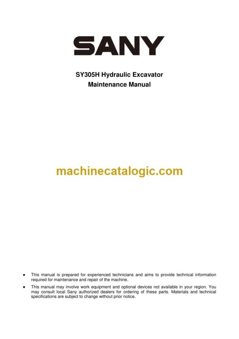 Sany SY305H Excavator Service Manual
