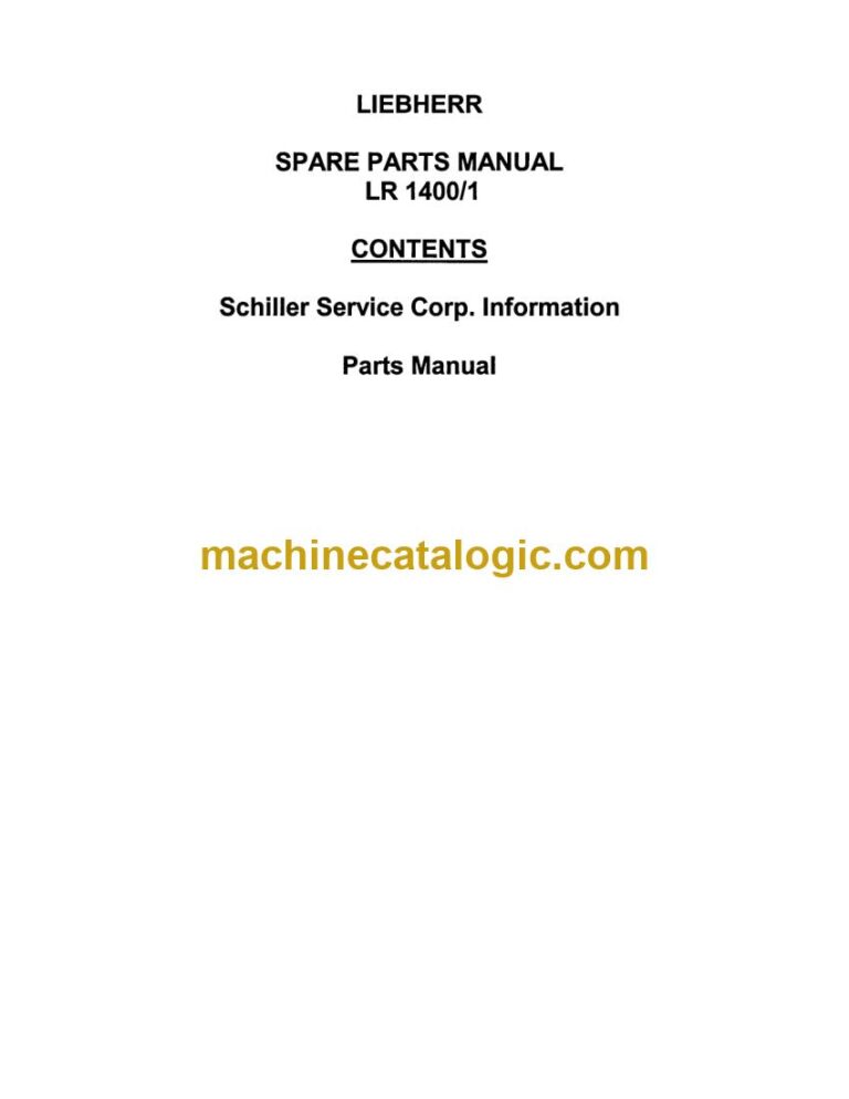 Liebherr LR 1400 1 Crawler Crane Parts Manual