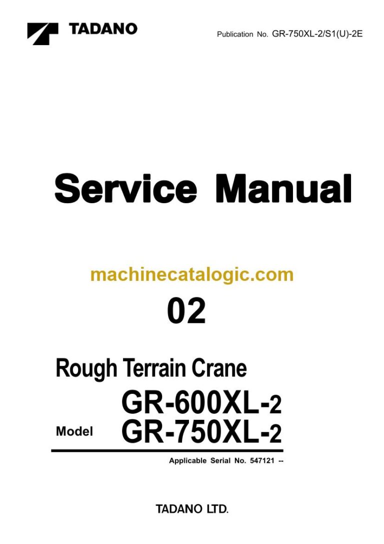 Tadano GR-600XL-2 Rough Terrain Crane Service Manual
