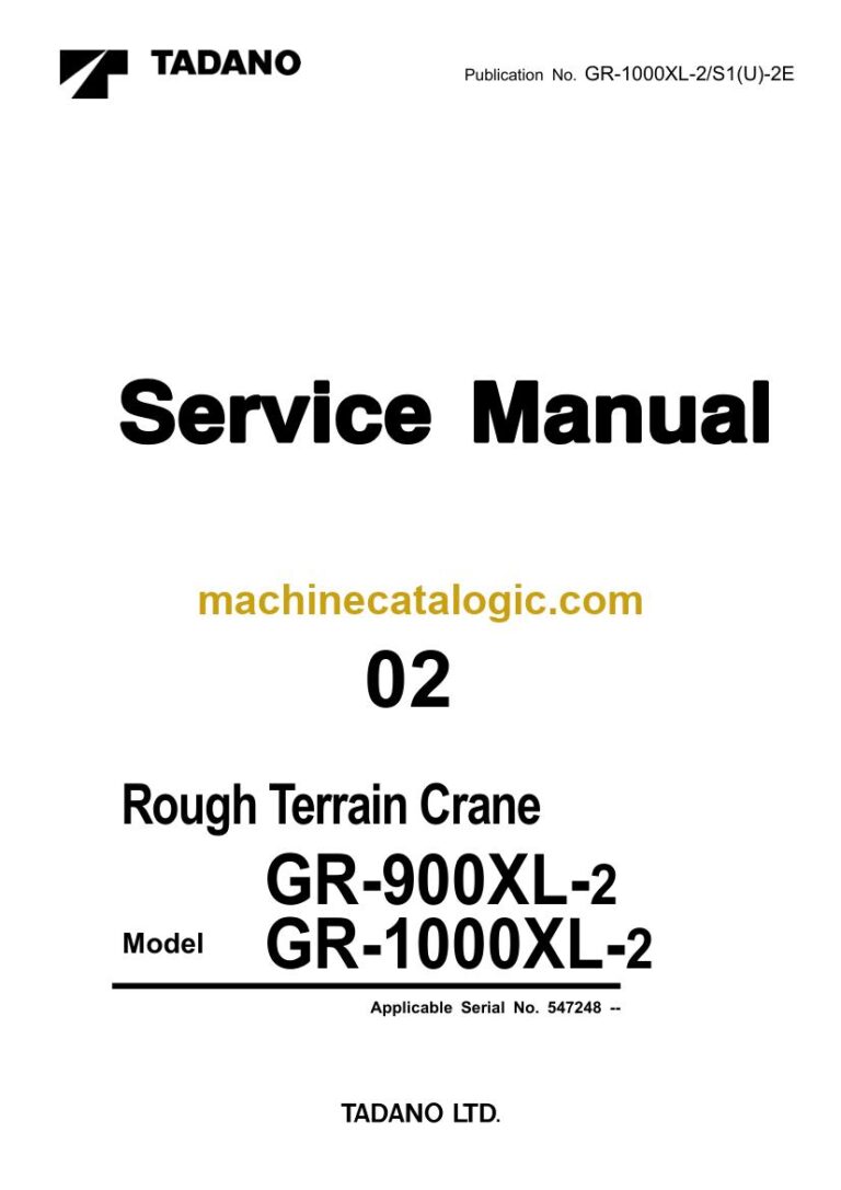 Tadano GR-900XL-2 Rough Terrain Crane Service Manual