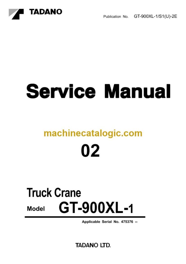 Tadano GT-900XL-1 Truck Crane Service Manual