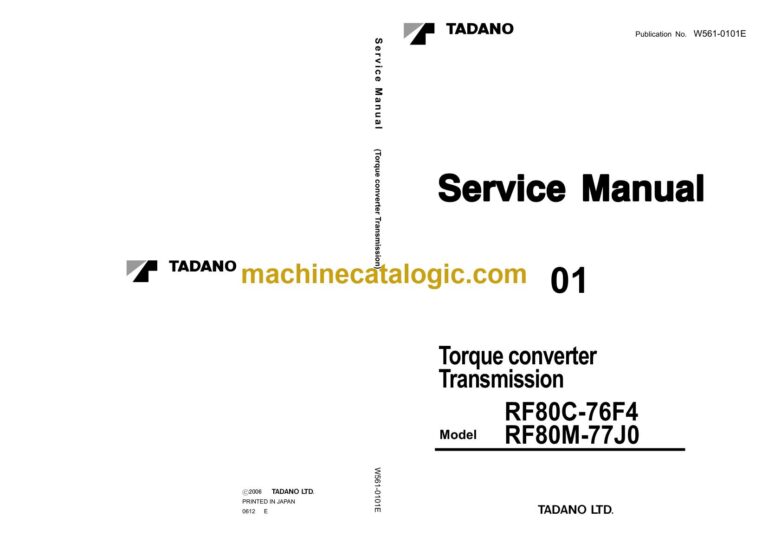 Tadano RF80C-76F4 and RF80M-77J0 Transmission Service Manual