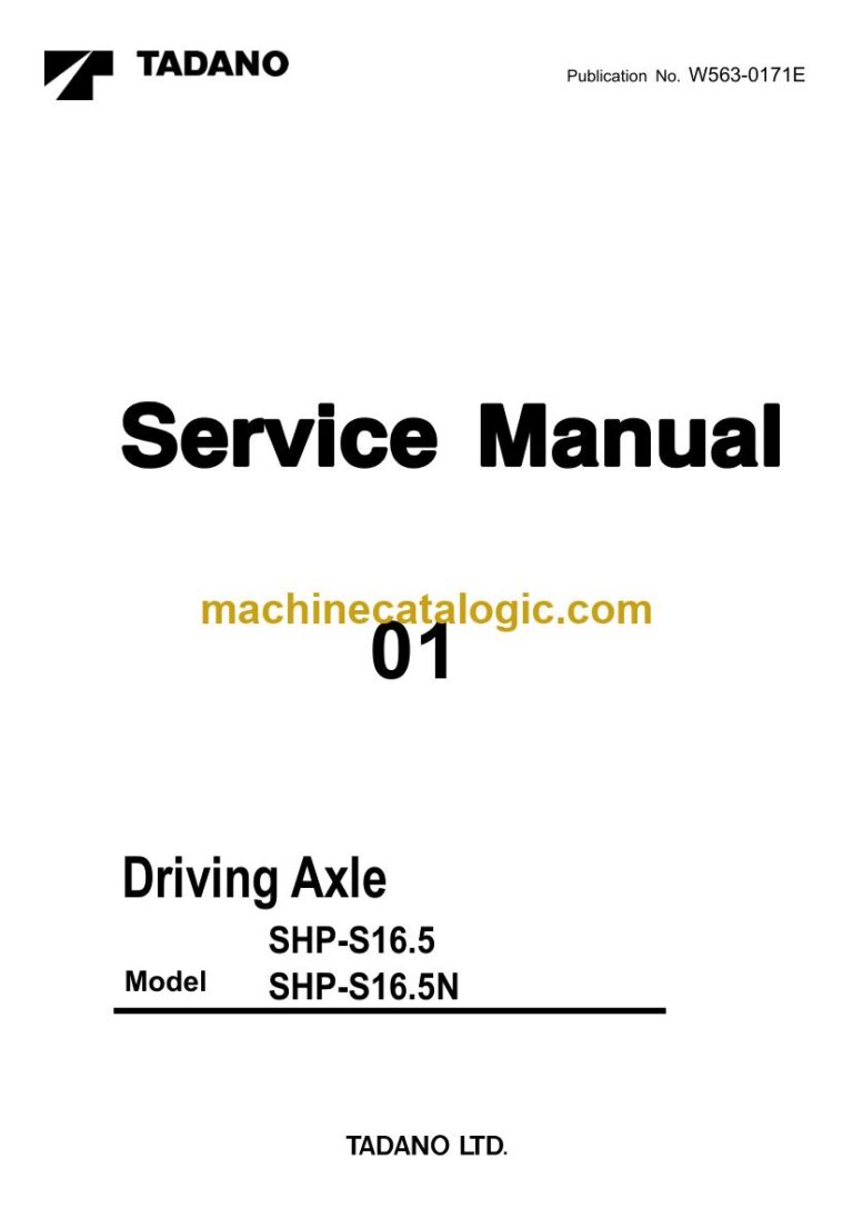 Tadano SHP-S16.5 and SHP-S16.5N Axle Service Manual
