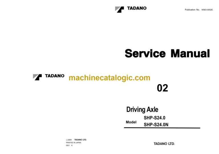 Tadano SHP-S24.0 and SHP-S24.0N Axle Service Manual