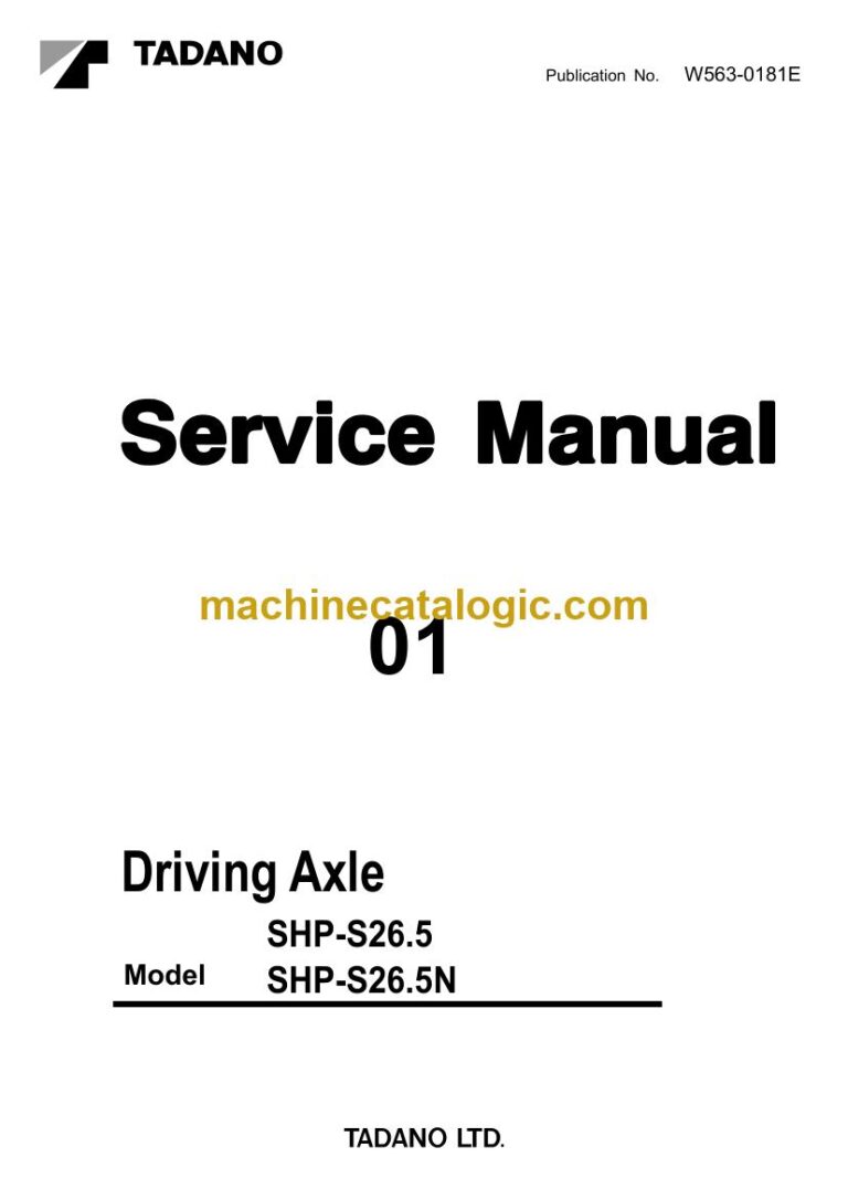 Tadano SHP-S26.5 and SHP-S26.5N Axle Service Manual
