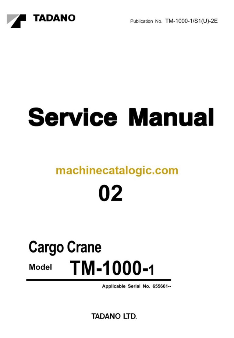 Tadano TM-1000-1 Truck Crane Service Manual