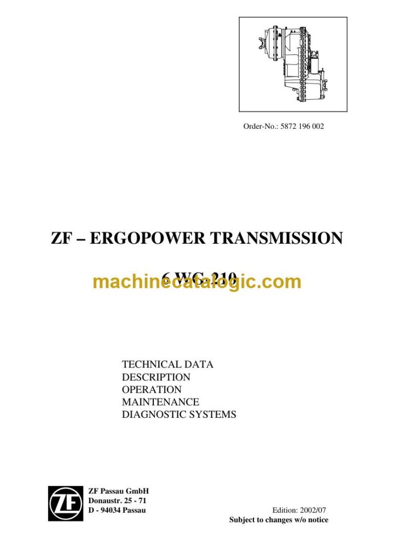 ZF 6WG210 Transmission Service Manual (5872 196 002)