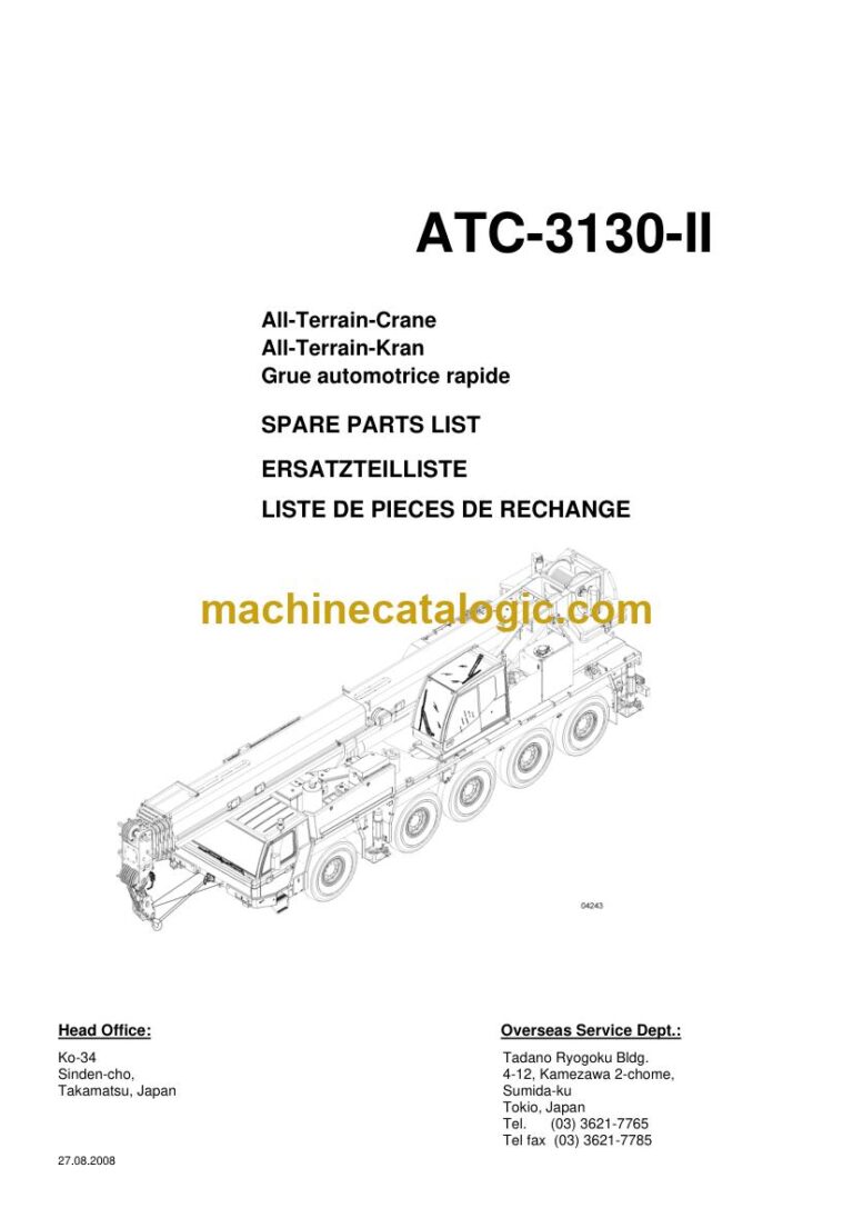 Link-Belt ATC-3130 II All Terrain Crane Parts Manual