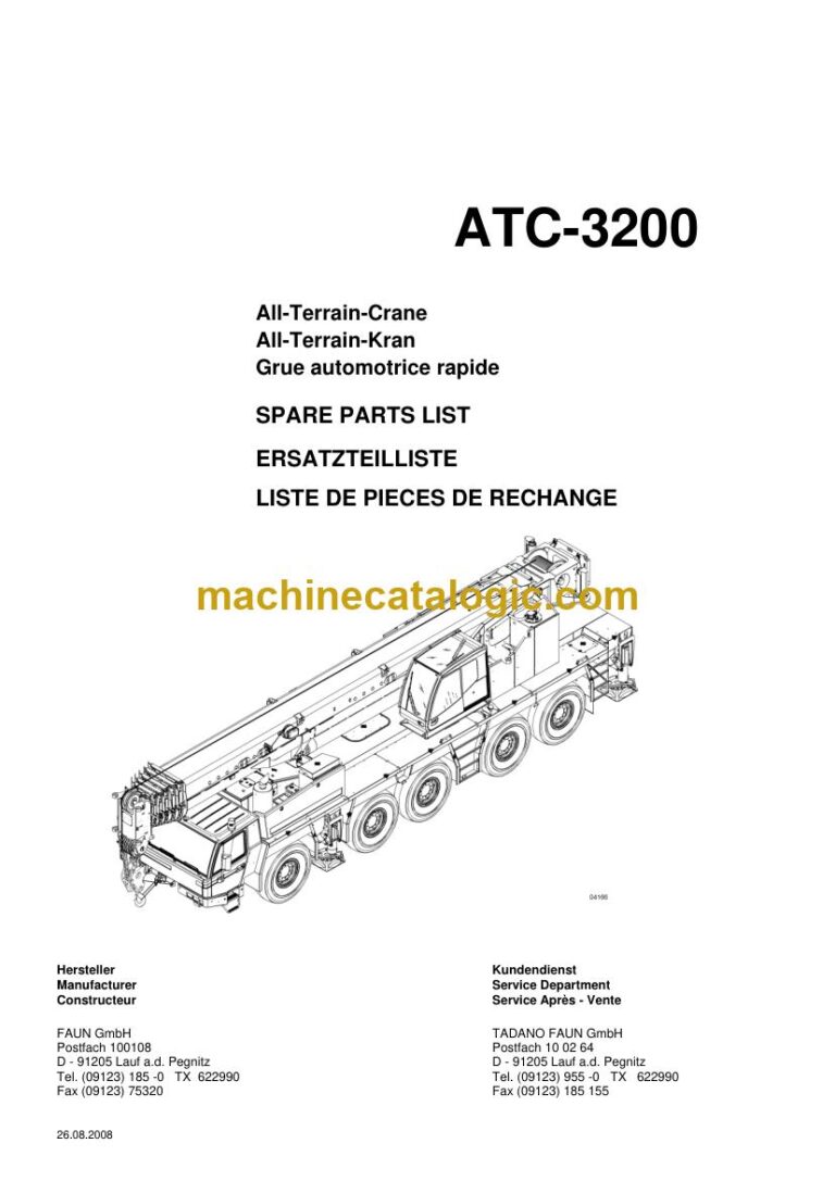 Link-Belt ATC-3200 All Terrain Crane Parts Manual