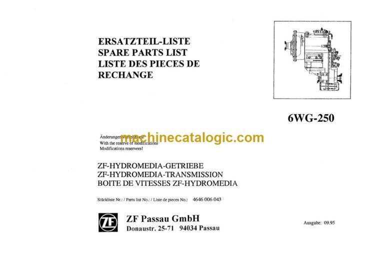 ZF 6WG-250 Transmission Parts Manual