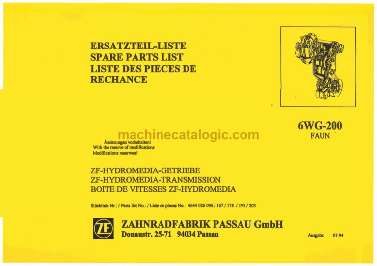 Tadano 6WG200 Transmission Parts Manual