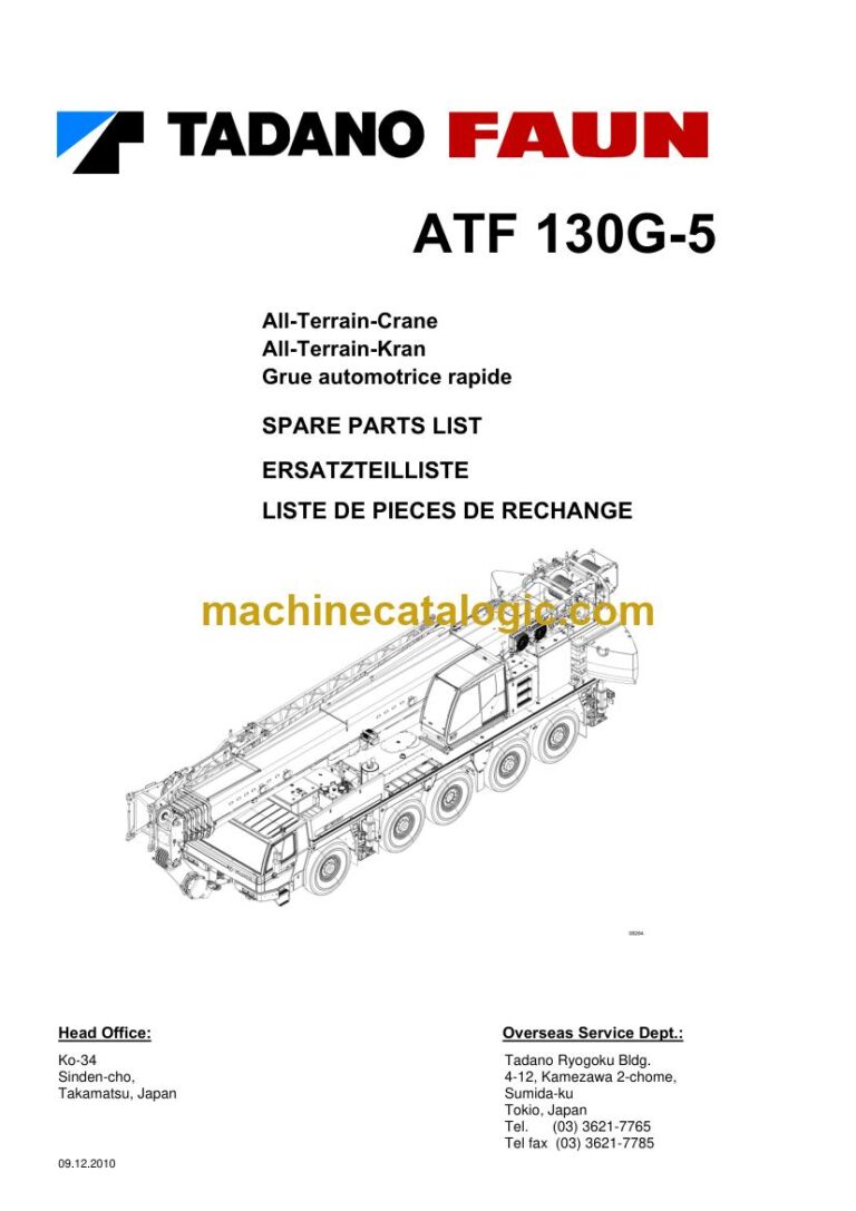 Tadano ATF 130G-5 All Terrain Crane Parts Manual