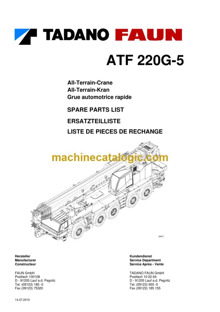 Tadano ATF 220G-5 All Terrain Crane Parts Manual