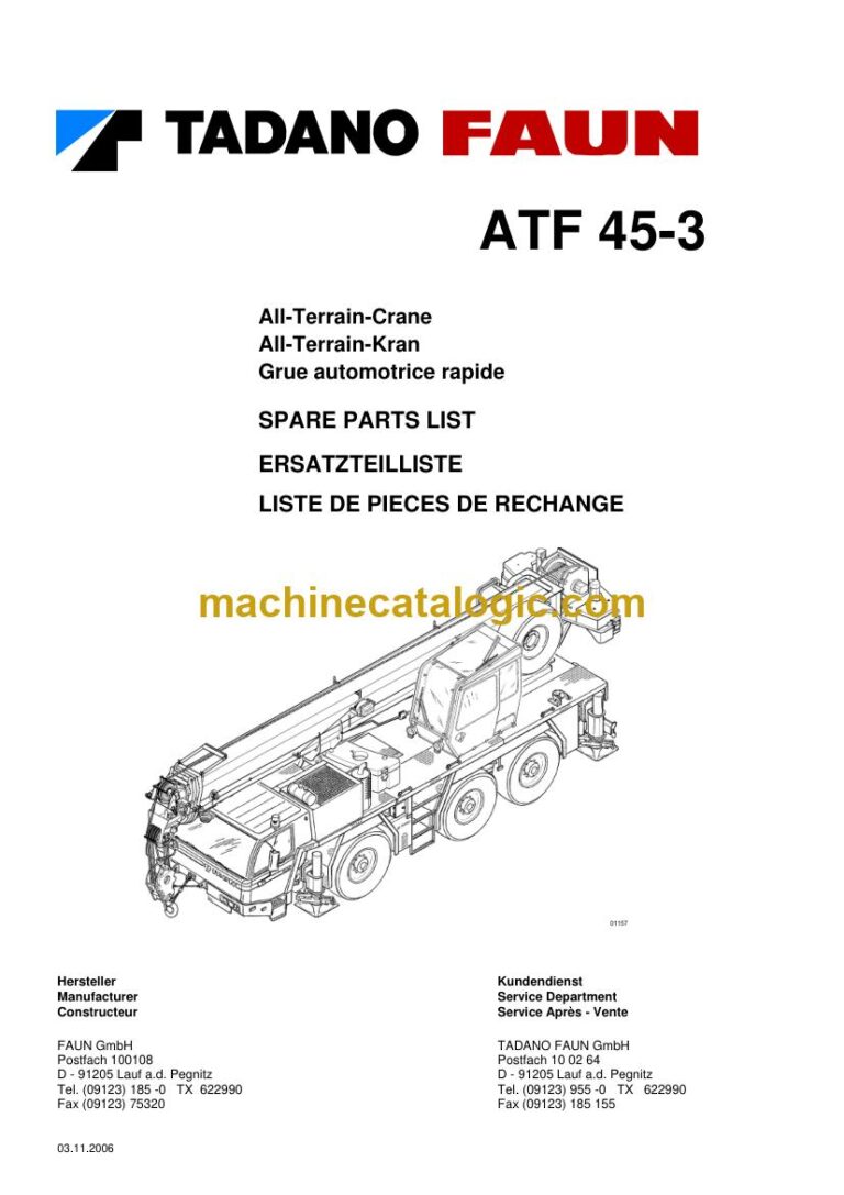 Tadano ATF 45-3 All Terrain Crane Parts Manual