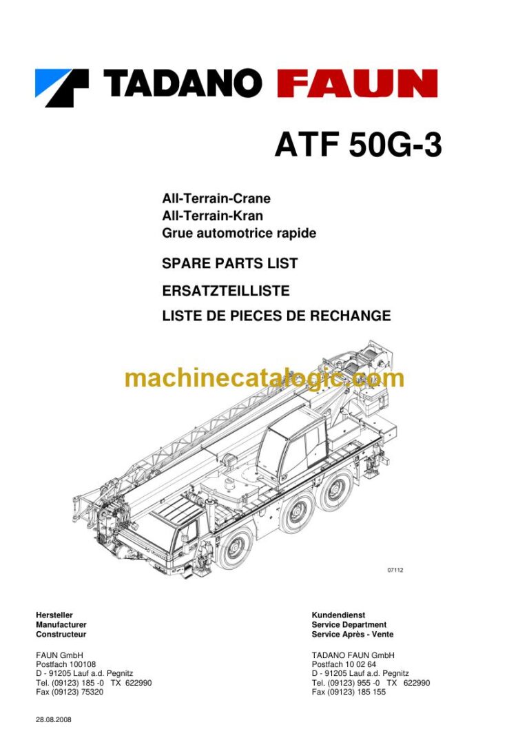 Tadano ATF 50G-3 All Terrain Crane Parts Manual
