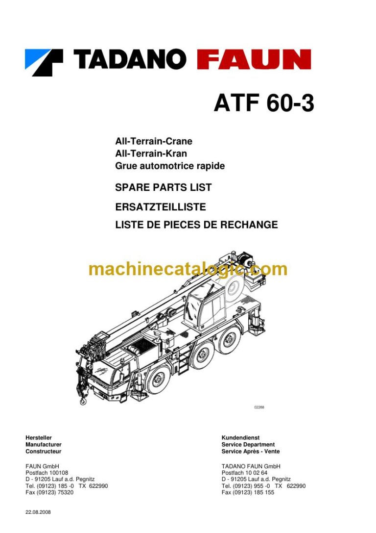 Tadano ATF 60-3 All Terrain Crane Parts Manual