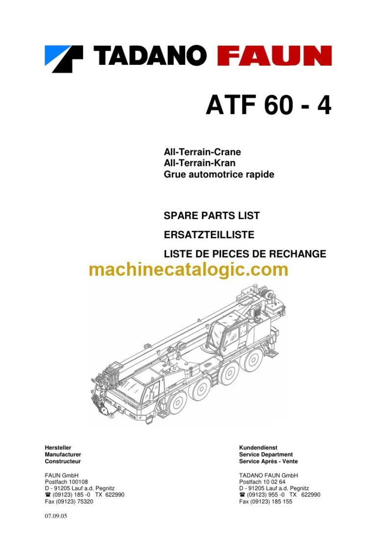 Tadano ATF 60-4 All Terrain Crane Parts Manual