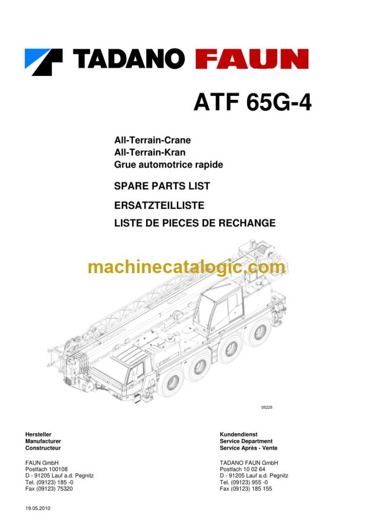 Tadano ATF 65G-4 All Terrain Crane Parts Manual
