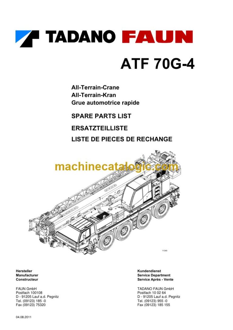 Tadano ATF 70G-4 All Terrain Crane Parts Manual