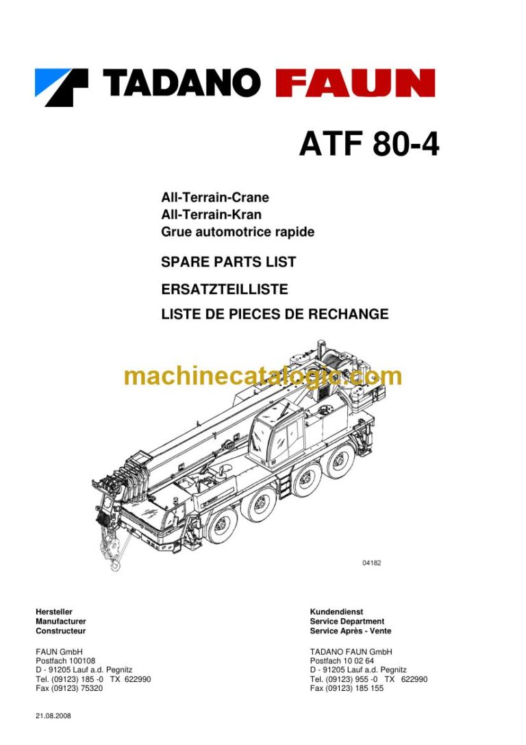 Tadano ATF 80-4 All Terrain Crane Parts Manual