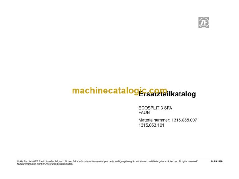 Tadano Ecosplit 3 SFA Transmission Parts Manual