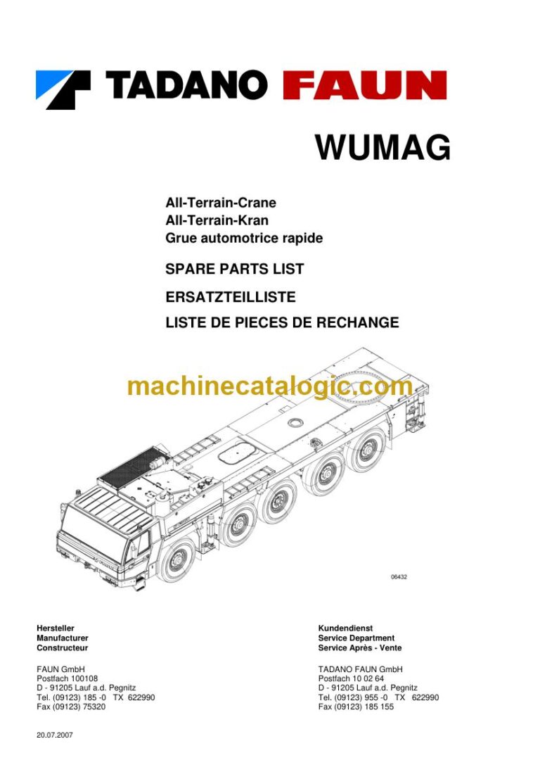 Tadano FA 041 Aerial Work Platform Parts Manual