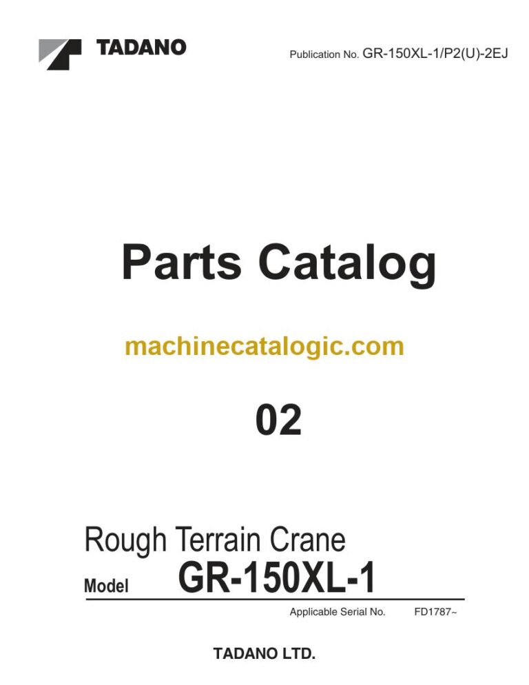 Tadano GR-150XL-1 Rough Terrain Crane Parts Manual