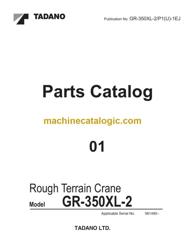 Tadano GR-350XL-2 Rough Terrain Crane Parts Manual