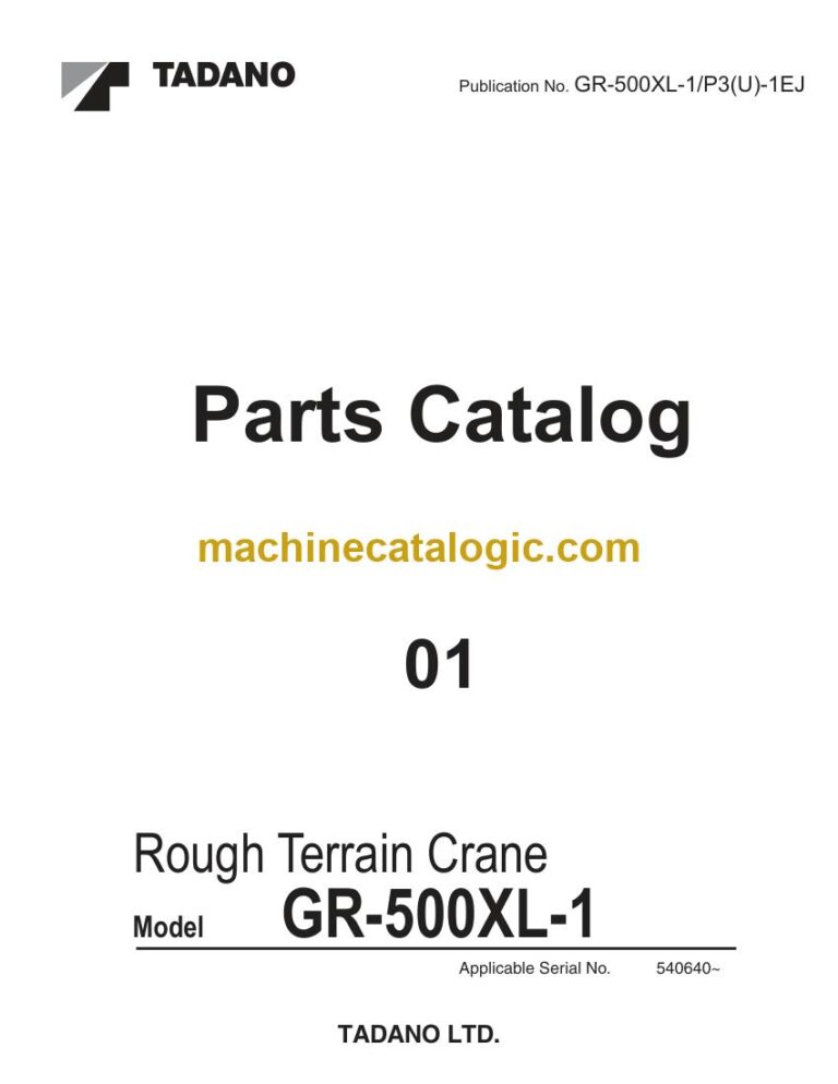 Tadano GR-500XL-1 Rough Terrain Crane Parts Manual