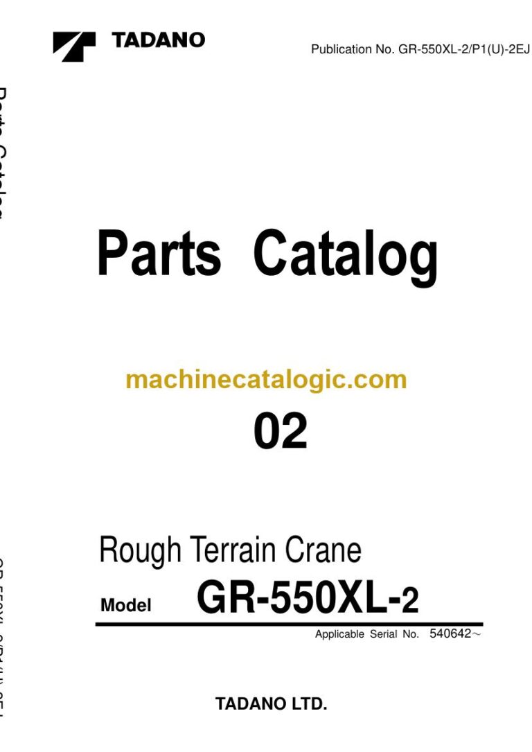Tadano GR-550XL-2 Rough Terrain Crane Parts Manual