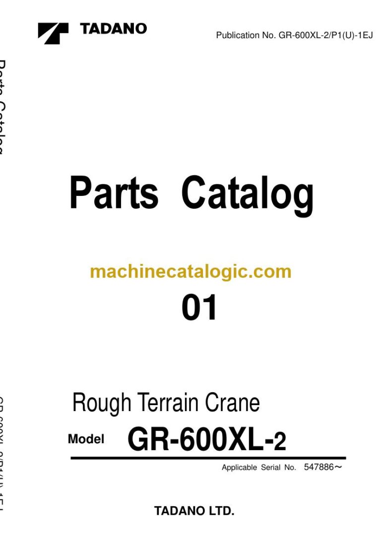 Tadano GR-600XL-2 Rough Terrain Crane Parts Manual