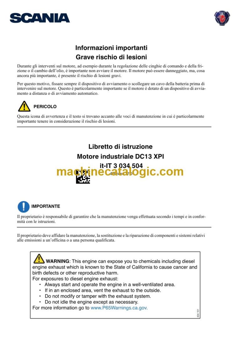 Scania DC13 XPI Engine Operator Manual
