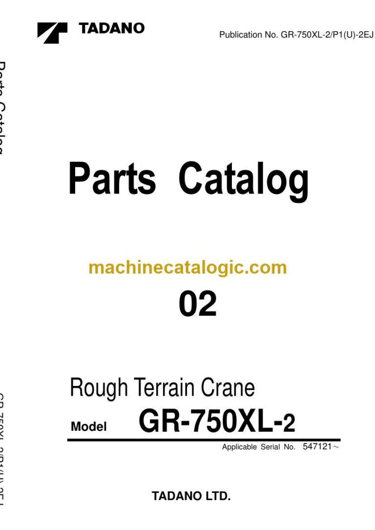 Tadano GR-750XL-2 Rough Terrain Crane Parts Manual
