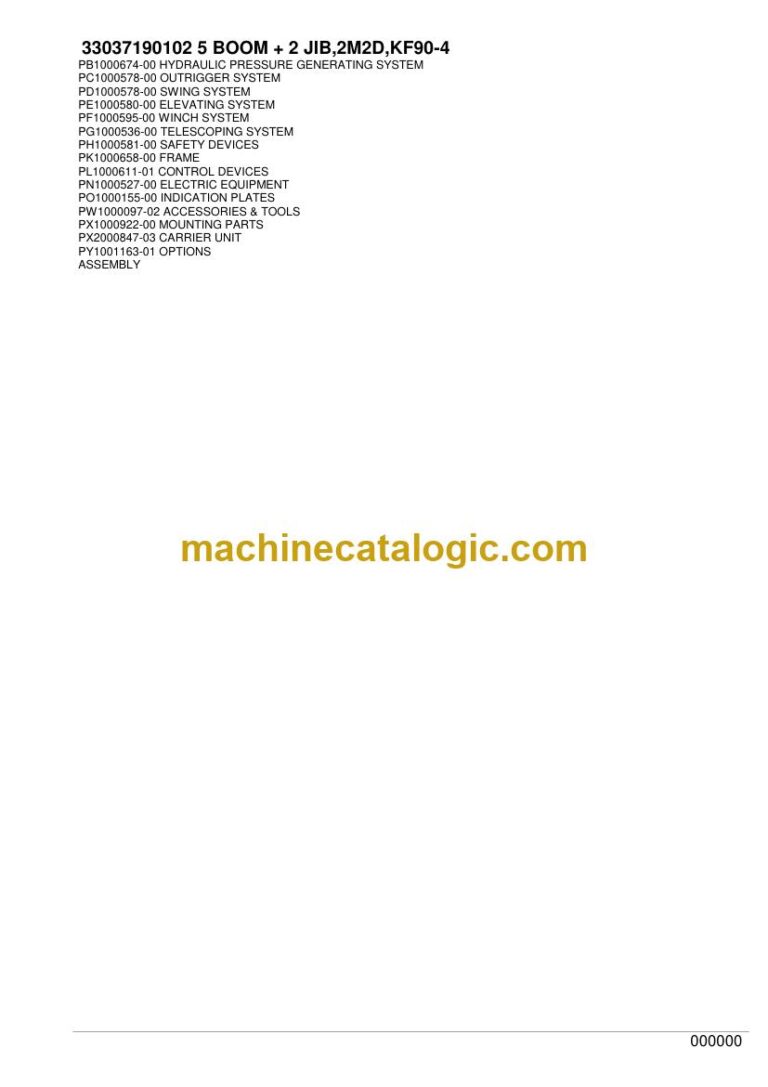 Tadano GT-900XL-1 Truck Crane Parts Manual