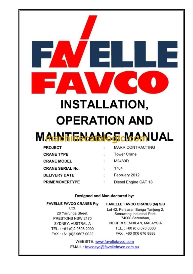 Favelle Favco M2480D Tower Crane Operator Manual